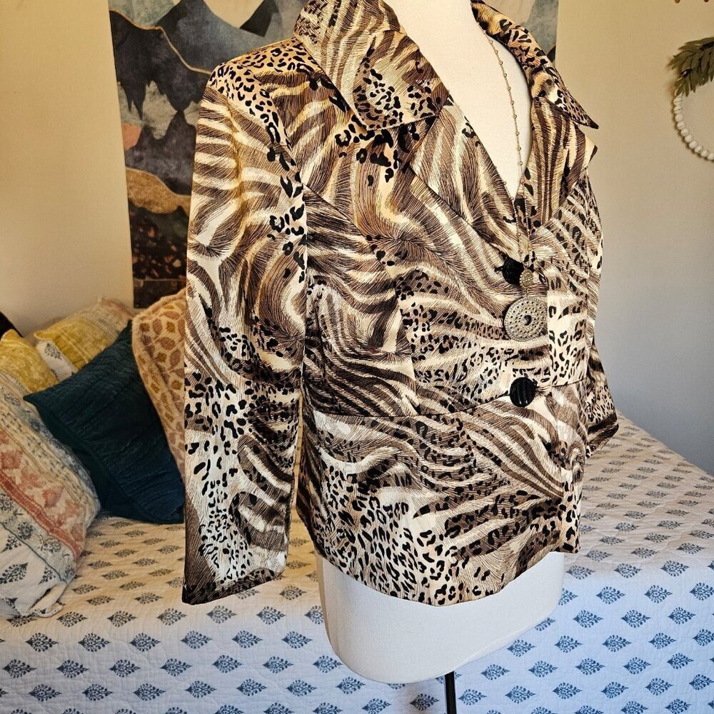 Isabella Suits Animal Print Blazer 16 - Mob Wife Cheetah Zebra Print Jacket L - Picture 6 of 11